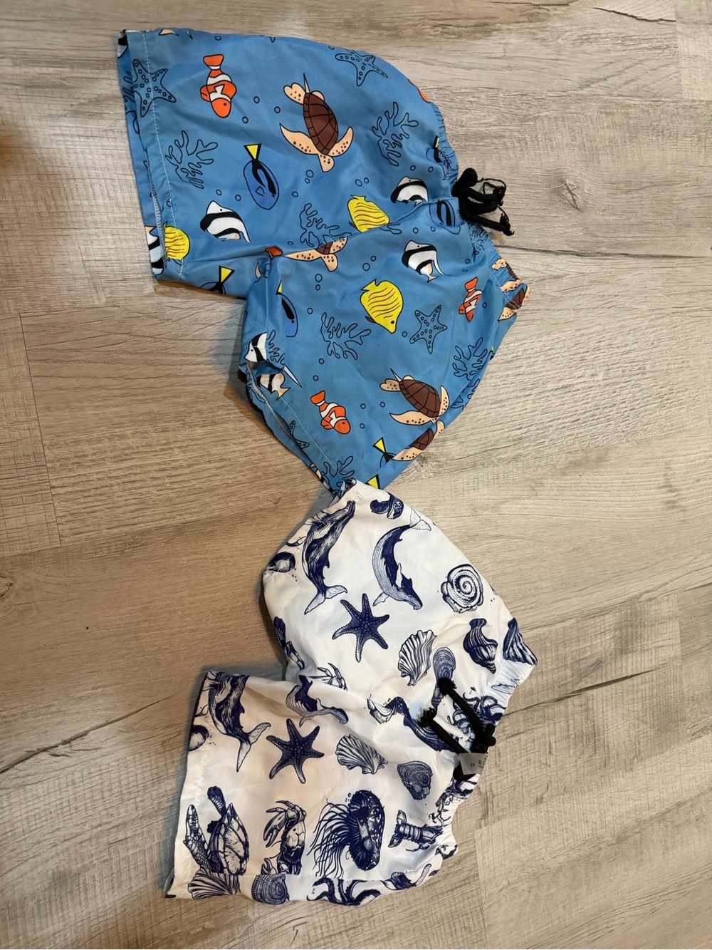 Kids Swim Shorts - Blue and White Ocean Print bundle